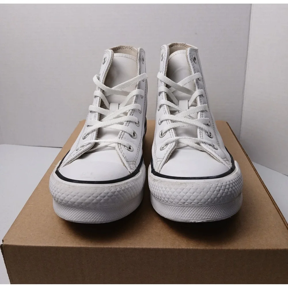 Converse Chuck Taylor All Star Move White Leather Platform High Top‎ Kids Size 4